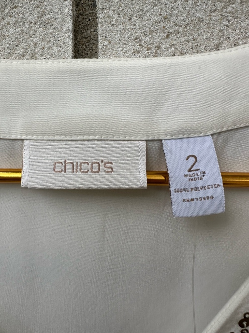 Chico’s Sequin Tank Ecru Sleeveless Blouse Gold Embellished Top L Holiday Glam - Picture 5 of 9